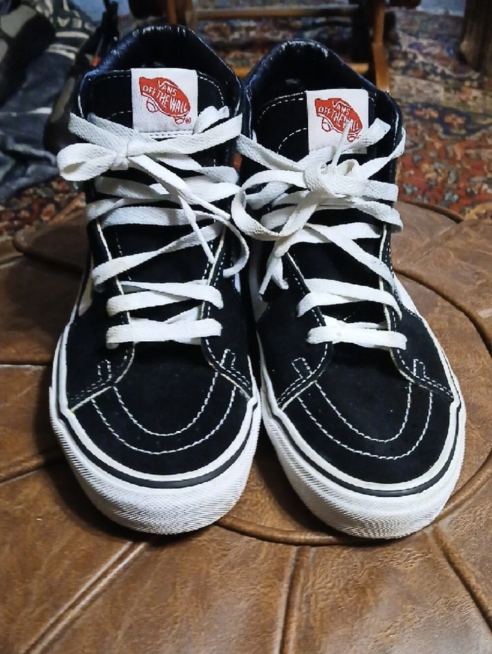 Vans Black &‎ White Classic High-Top Sneakers,mens Sz.6.5,womens Sz.8